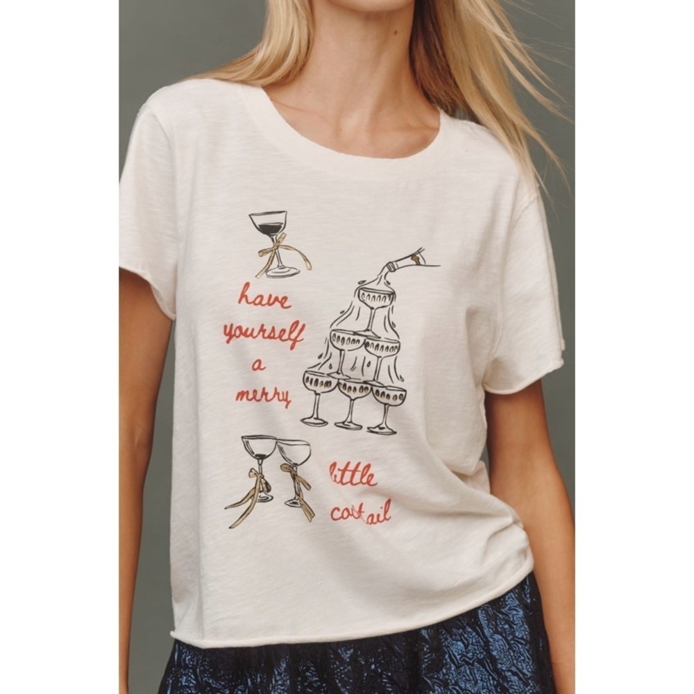 NEW ANTHROPOLOGIE ‘Have Yourself A Merry Little Cocktail’ T-Shirt